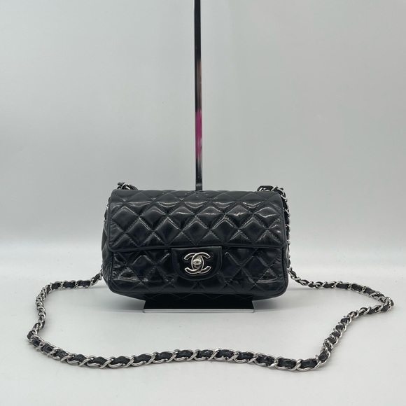 CHANEL Handbags - CHANEL Black Patent Leather Classic Mini Flap Shoulder Bag